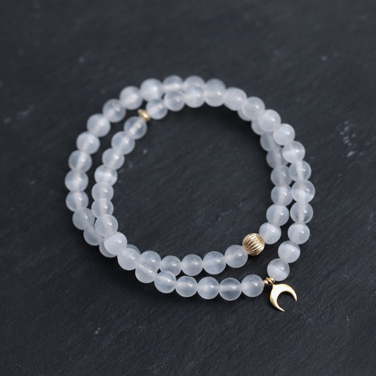 Selenite Bracelet, 6mm Genuine Selenite, Crown Chakra Bracelet, Reiki Yoga Mala Bracelet, Divine Light Purity Bringer, Psychic #0332