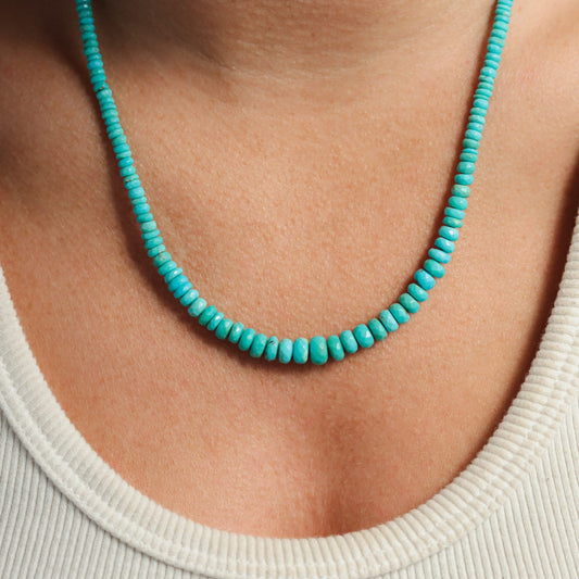 Genuine Turquoise Necklace | Authentic Beaded Turquoise Jewelry | Arizona Turquoise | Beaded Turquoise, December Birthstone