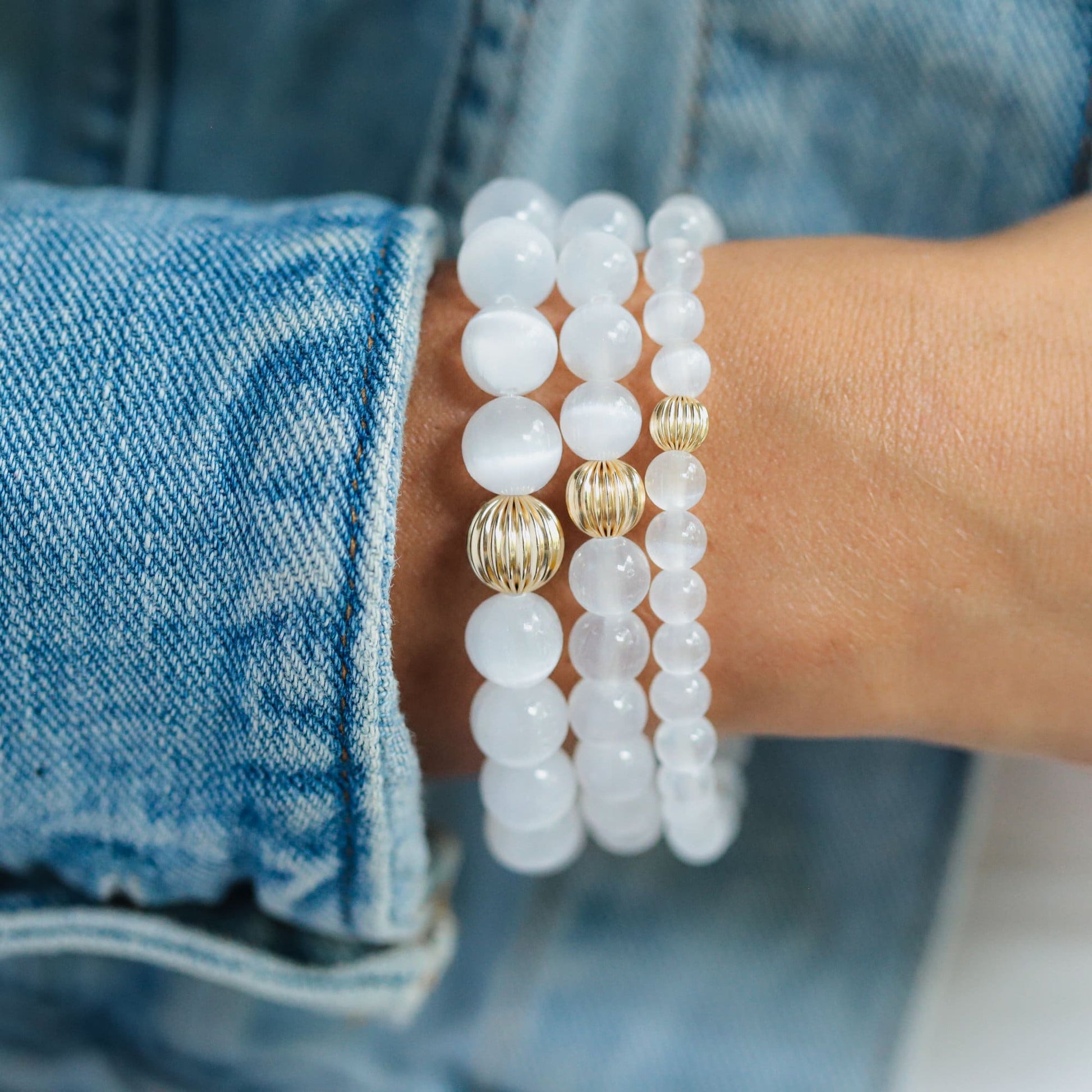 Selenite Bracelet, 6mm Genuine Selenite, Crown Chakra Bracelet, Reiki Yoga Mala Bracelet, Divine Light Purity Bringer, Psychic #0332