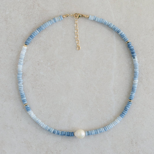 Blue opal necklace | Blue Beaded opal Necklace | peruvian blue opal necklace | Statement opal | heishi opal necklace | opal necklace beaded