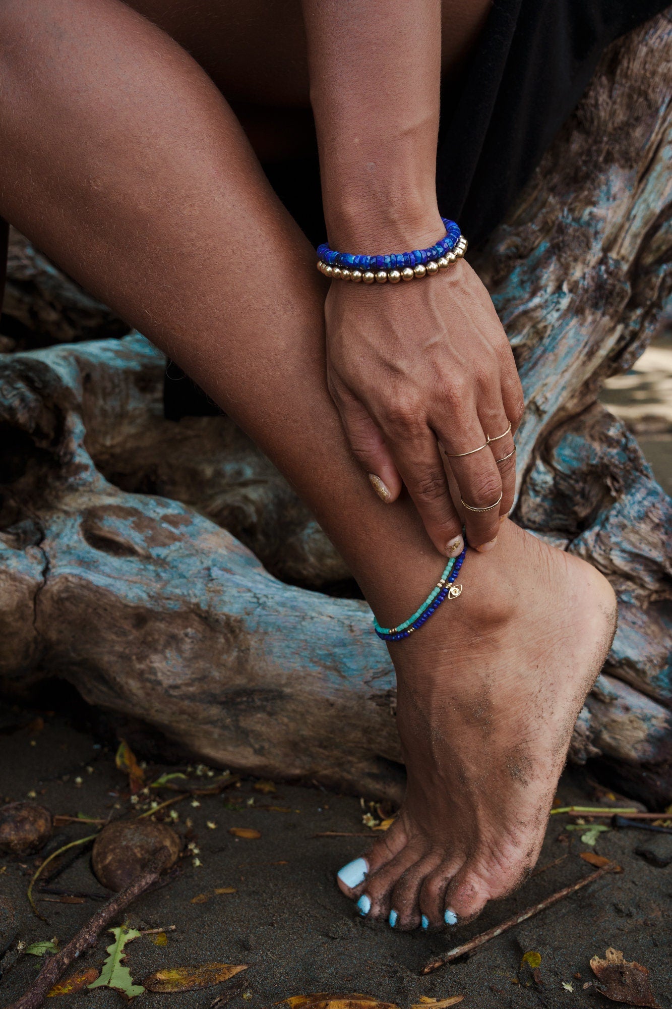 Lapis Lazuli anklet | Beaded lapis ankle bracelet | women's gemstone anklet | delicate lapis lazuli anklet | gold filled anklet W
