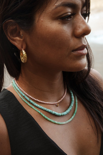 Pink opal necklace - 14K