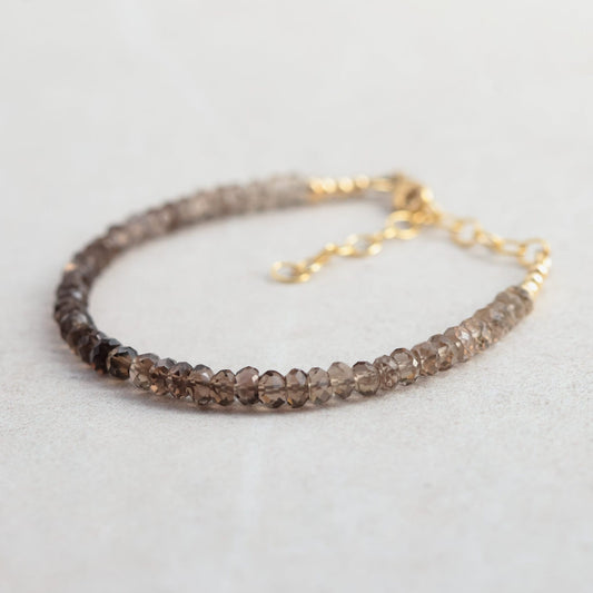 Smoky Quartz Bracelet | Dainty smoky quartz bracelet | Grounding Root Chakra [EBSP1045] | Dainty smoky quartz bracelet | smoky quartz