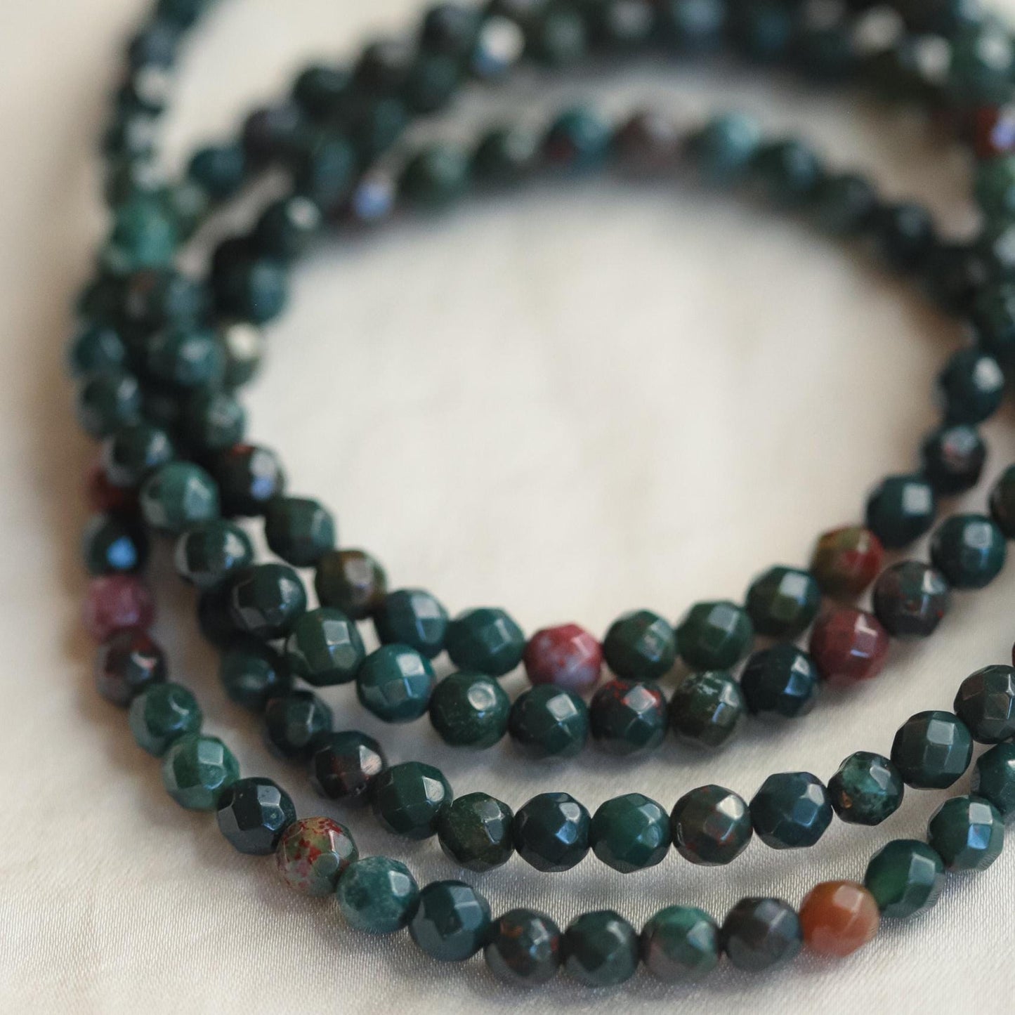 Faceted bloodstone with heart