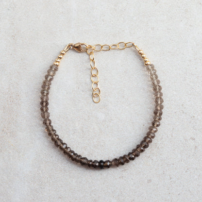 Smoky Quartz Bracelet | Dainty smoky quartz bracelet | Grounding Root Chakra [EBSP1045] | Dainty smoky quartz bracelet | smoky quartz