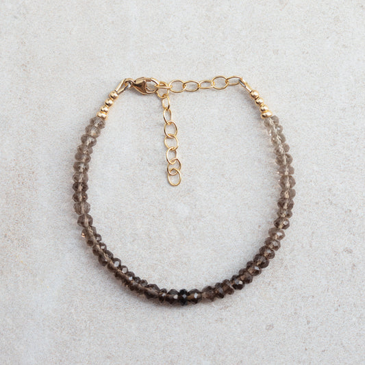 Smoky Quartz Bracelet | Dainty smoky quartz bracelet | Grounding Root Chakra [EBSP1045] | Dainty smoky quartz bracelet | smoky quartz