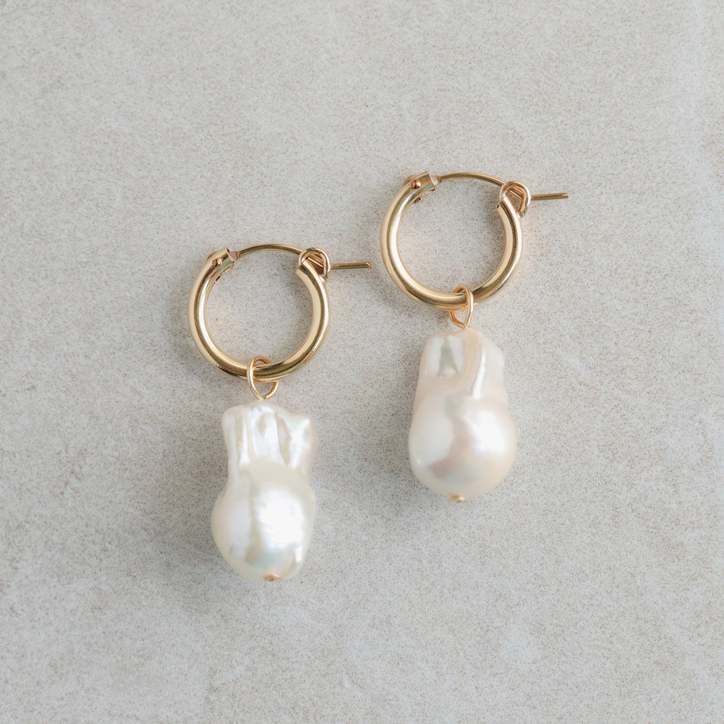 Freshwater pearl gold filled hoops