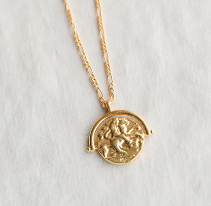 Greek pendant necklace, Gold greek necklace, gold necklace, Gold layering necklace, pendant jewelry, pendant gold necklace