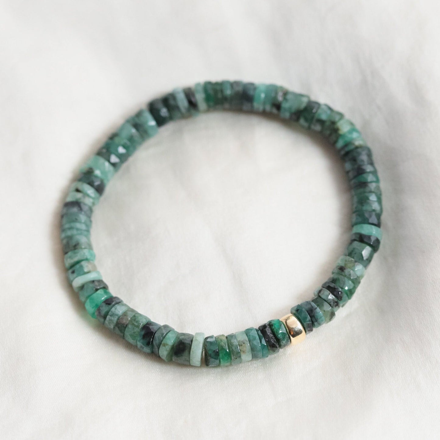 14K GOLD Emerald Beaded Bracelet | Emerald bracelet [EBEP1087] | Emerald jewelry | Beaded emerald jewelry | Dainty Beaded Bracelet | May