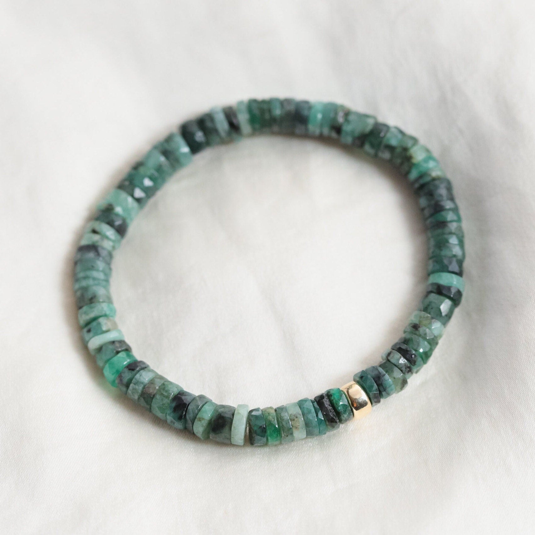 14K GOLD Emerald Beaded Bracelet | Emerald bracelet [EBEP1087] | Emerald jewelry | Beaded emerald jewelry | Dainty Beaded Bracelet | May