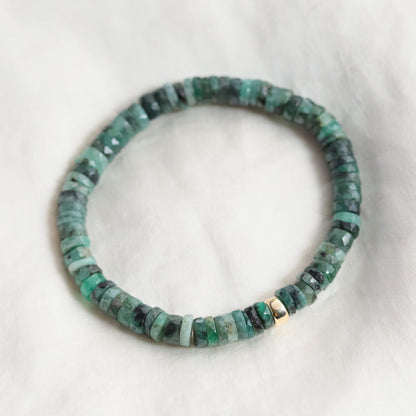 14K GOLD Emerald Beaded Bracelet | Emerald bracelet [EBEP1087] | Emerald jewelry | Beaded emerald jewelry | Dainty Beaded Bracelet | May