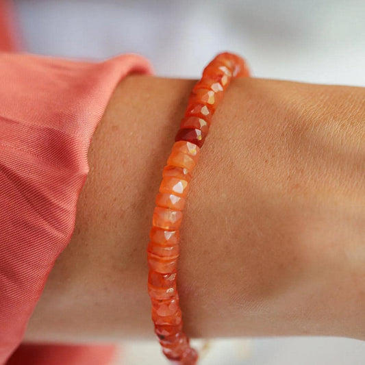 AAAA+ carnelian bracelet | Genuine Carnelian | carnelian beaded gemstone bracelet | orange natural stone | vitality, confidence