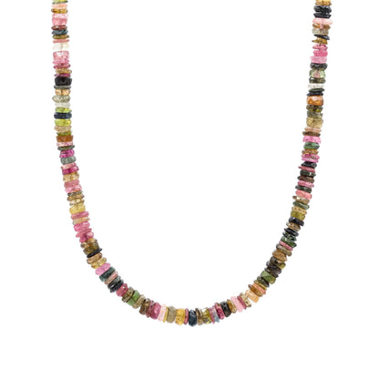 AAAA+ Mixed Tourmaline Beaded Necklace | Watermelon tourmaline necklace | Multi color tourmaline jewelry | Tourmaline necklace