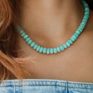 Large Amzonite Necklace | Amazonite necklace | Beaded Amazonite jewelry | Amazonite gold filled | Amazonite faceted | Amazonite statement W