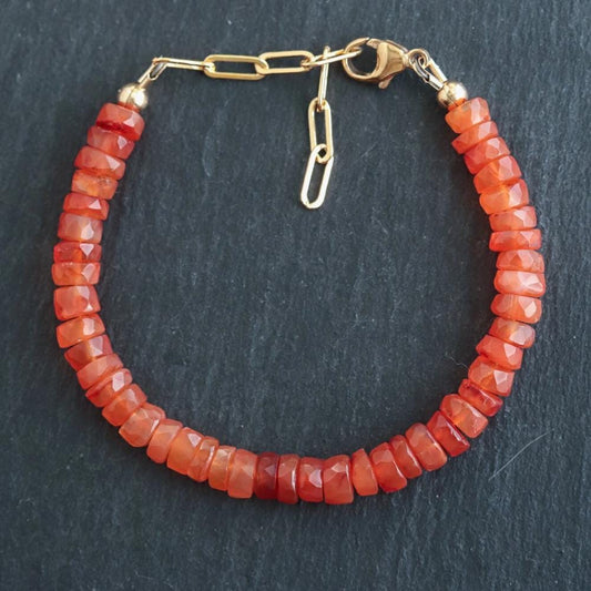 AAAA+ carnelian bracelet | Genuine Carnelian | carnelian beaded gemstone bracelet | orange natural stone | vitality, confidence