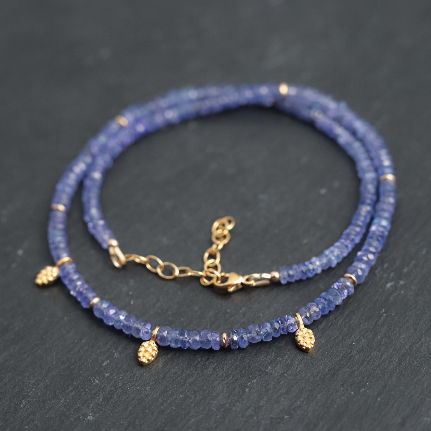 Genuine Tanzanite necklace, beaded tanzanite necklace, Violet Flame Energy, AAA tanzanite, Third Eye Chakra, Psychic Power, violet gemstone