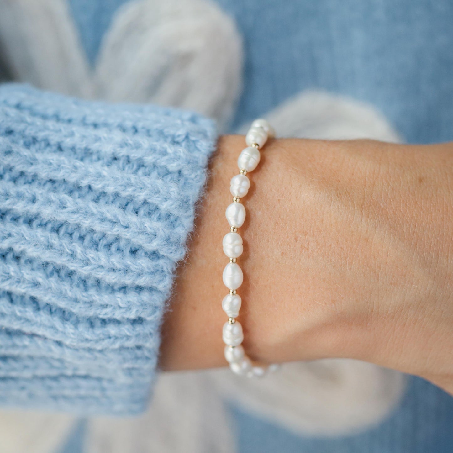 14K SOLID GOLD Pearl bracelet, 14K pearl, June birthstone jewelry Bridesmaid gift for her Pearl jewelry Wedding jewelry for brides June