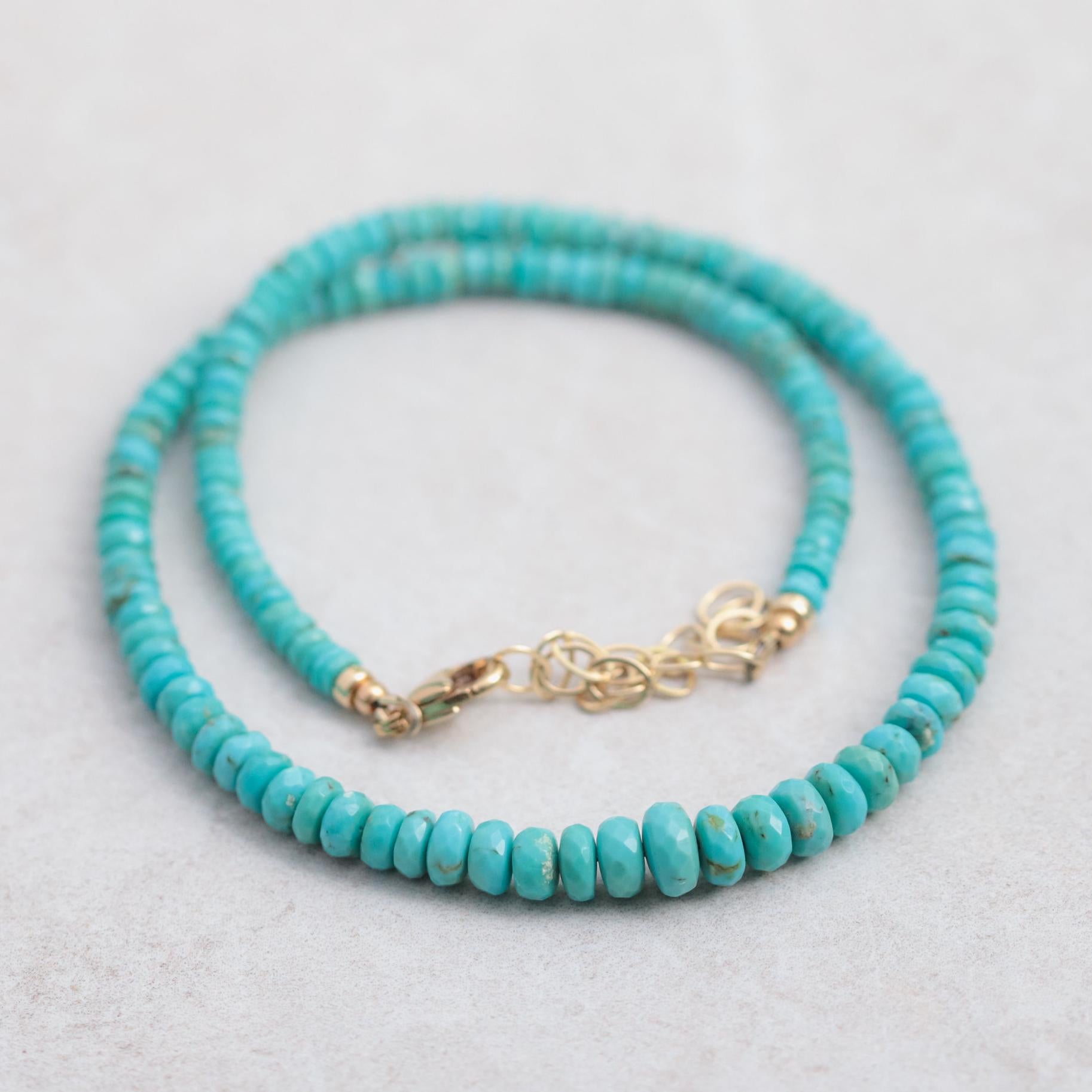 Genuine Turquoise Necklace | Authentic Beaded Turquoise Jewelry | Arizona Turquoise | Beaded Turquoise, December Birthstone