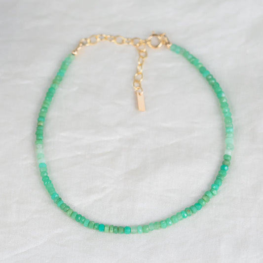 Ombre Chrysoprase anklet | Beaded Chrysoprase anklet | women's gemstone anklet [EACP1450] | delicate Chrysoprase | gold filled Chrysoprase