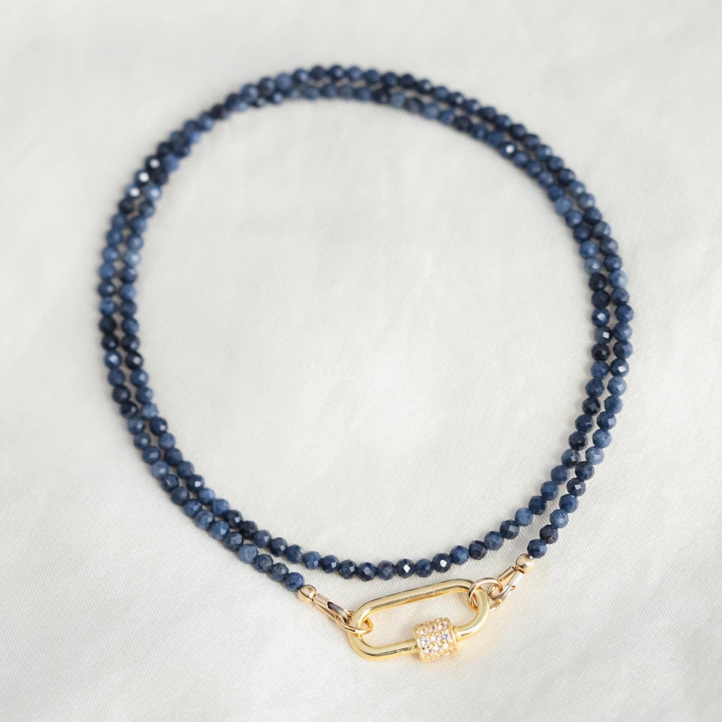 Blue Sapphire carabiner necklace Necklace | Women's Gemstone Choker Necklace | Faceted Blue Sapphire | September birthstone