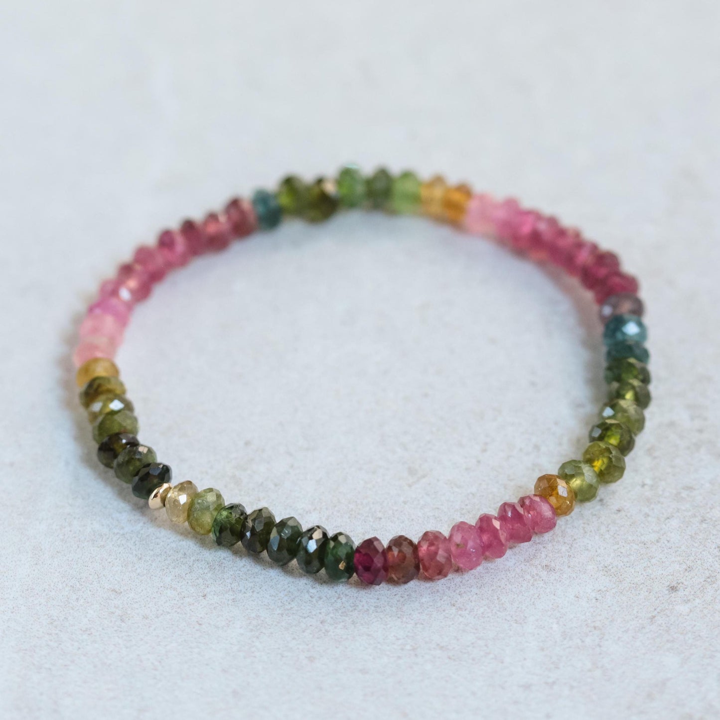 14K GOLD Mixed Tourmaline Tiny Gemstone Bracelet | Faceted mixed tourmaline 4mm | tourmaline charm bracelet | Mixed tourmaline | tourmaline