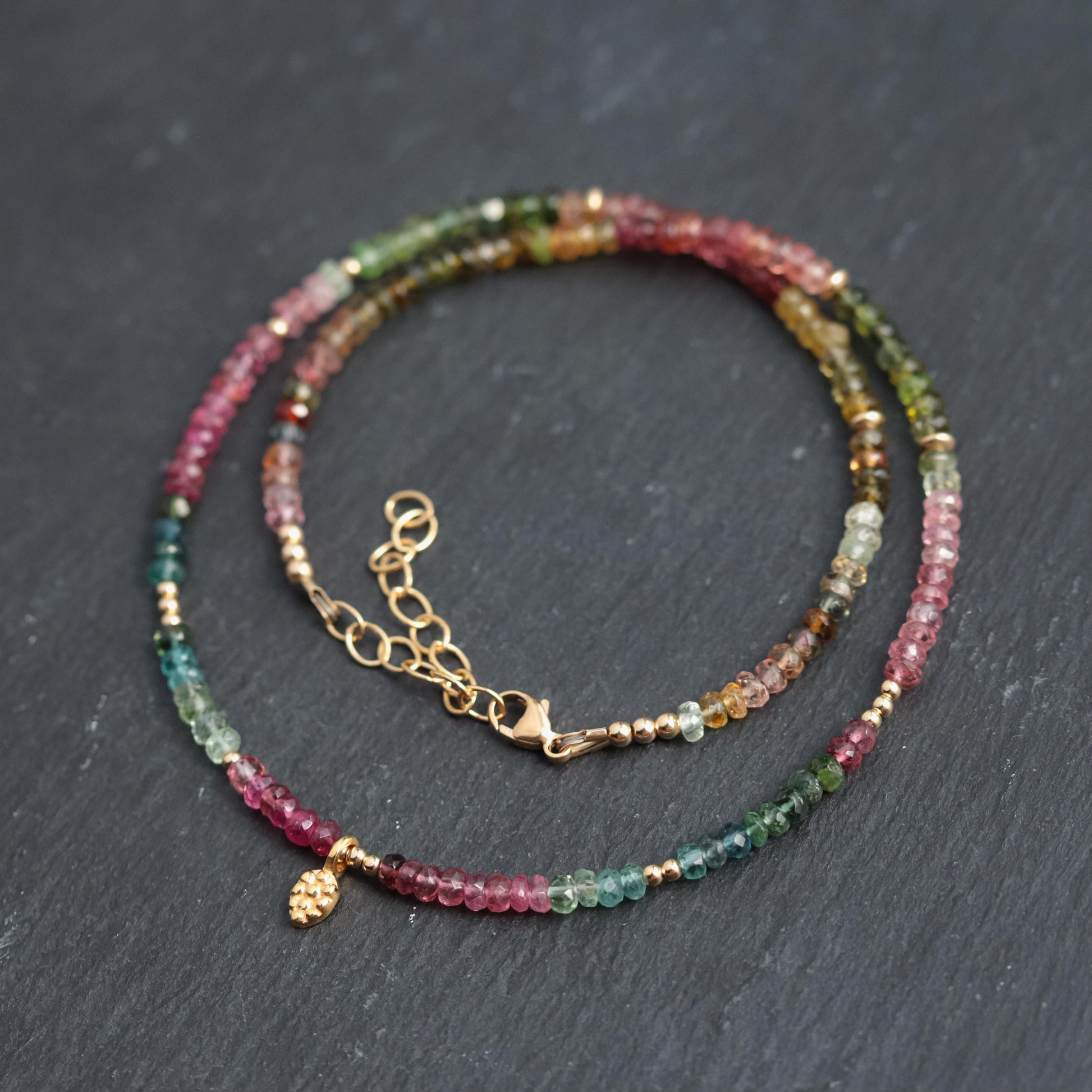 AAAA+ Mixed Tourmaline Beaded Necklace | Watermelon tourmaline necklace | Multi color tourmaline jewelry | Tourmaline necklace