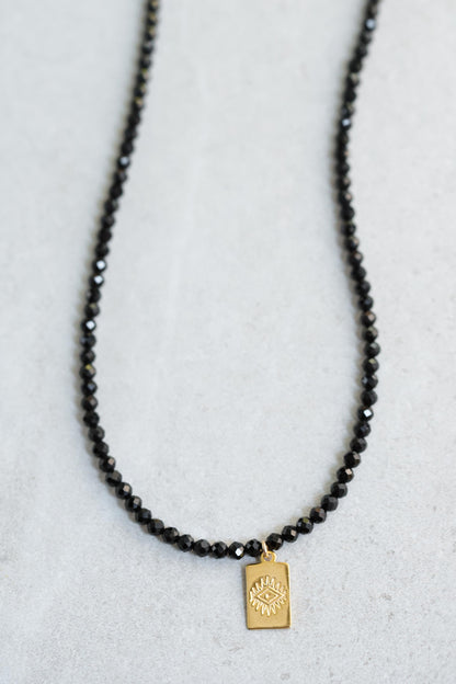 Evil Eye Black Tourmaline necklace | Black Tourmaline gold jewelry | Healing Black Tourmaline jewelry | genuine Black Tourmaline