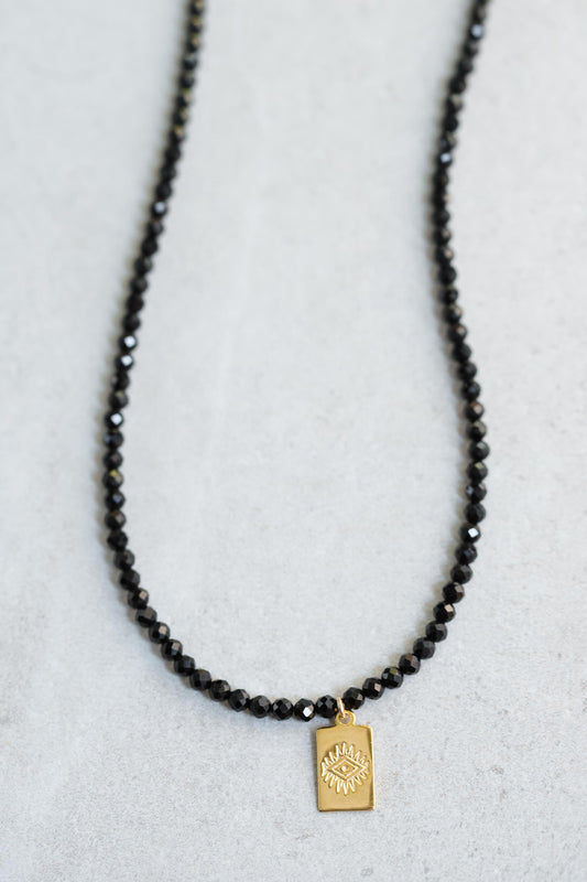 Evil Eye Black Tourmaline necklace | Black Tourmaline gold jewelry | Healing Black Tourmaline jewelry | genuine Black Tourmaline