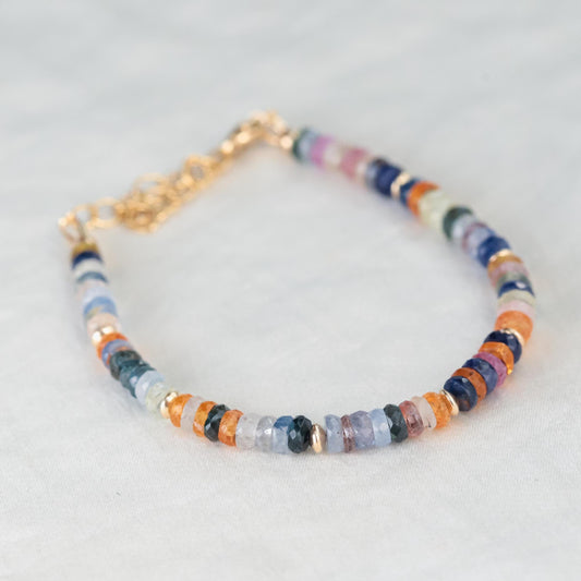 14K GOLD AAAA+ Multi Sapphire Bracelet- dainty light sapphire gemstone Bracelet-Precious Bracelet-Multi Bracelet-Gemstone-Yellow Sapphire