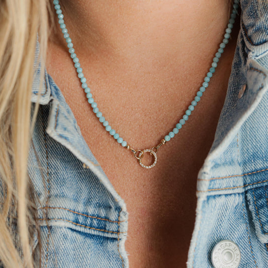 Stunning Larimar Beaded Necklace, AAAA+ larimar necklace, Necklaces for Women, Larimar Necklace. Beaded Necklace, Gemstone
