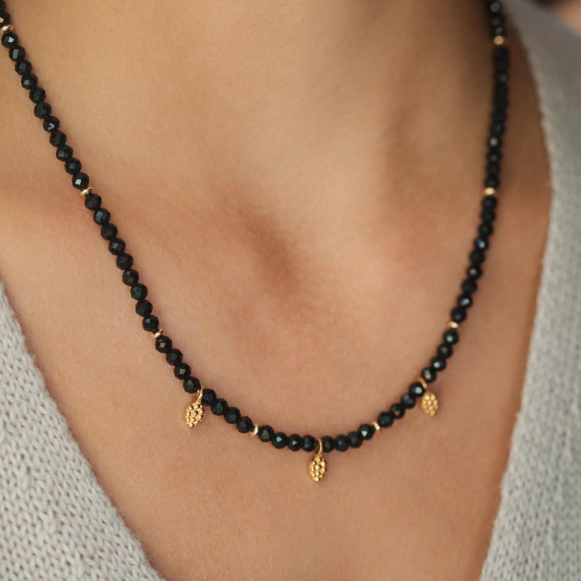 Black Tourmaline necklace | Black Tourmaline gold jewelry | Healing Black Tourmaline jewelry | genuine Black Tourmaline