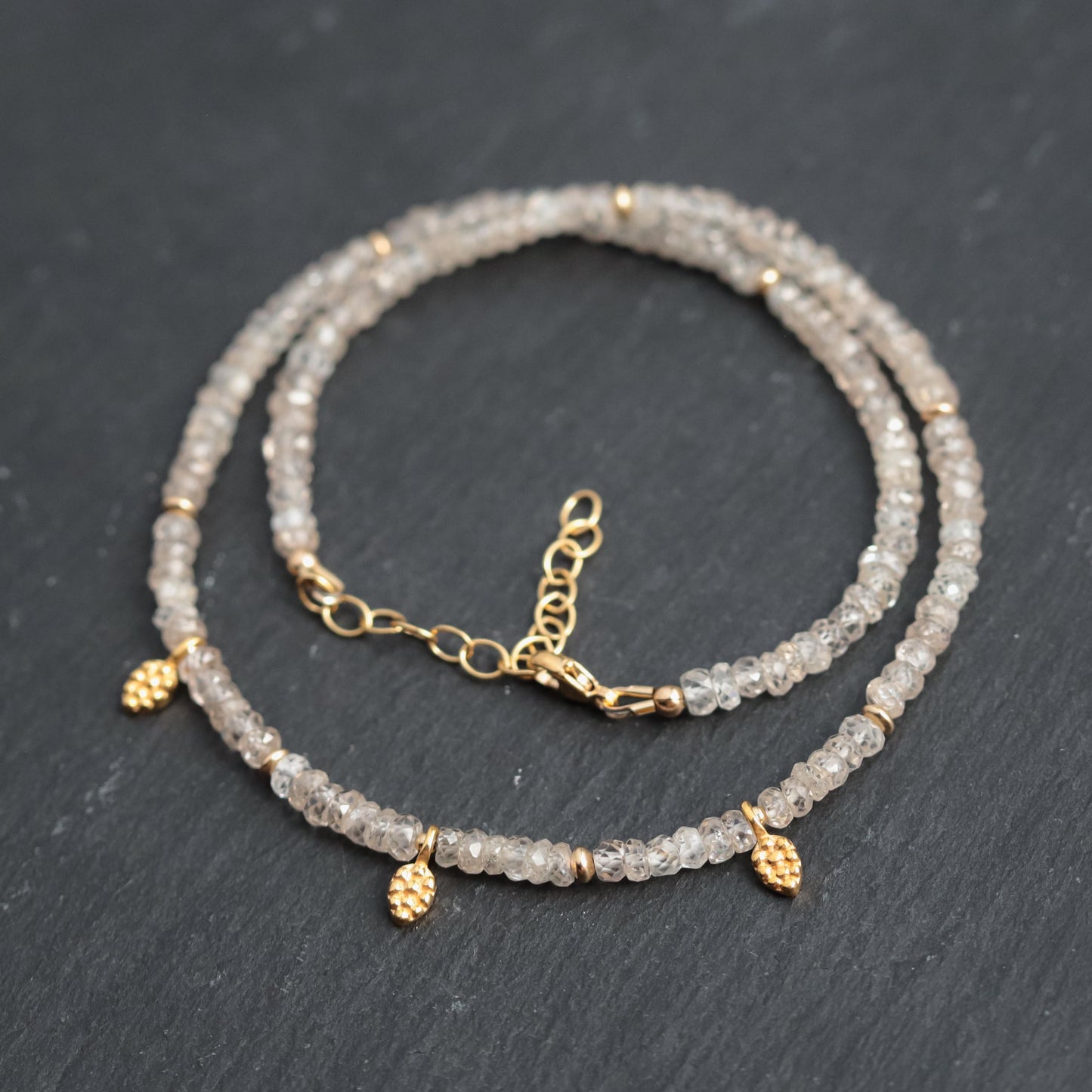 Stunning sparkly natural zircon necklace | AAA+ zircon necklace | beaded zircon jewelry | natural zircon beaded necklace for women