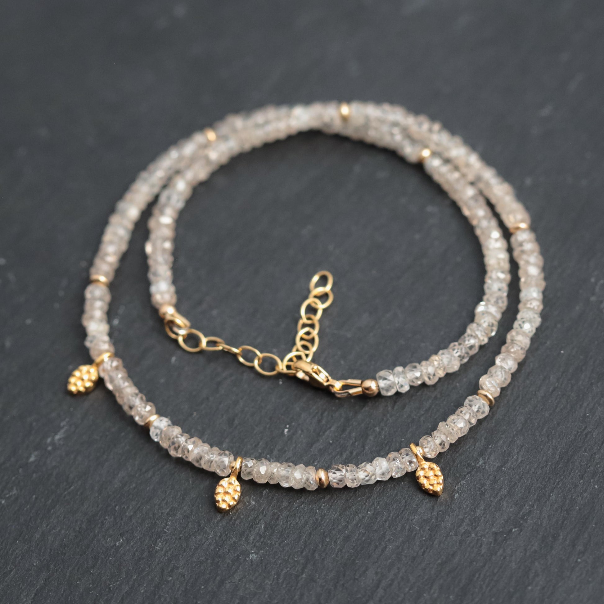 Stunning sparkly natural zircon necklace | AAA+ zircon necklace | beaded zircon jewelry | natural zircon beaded necklace for women