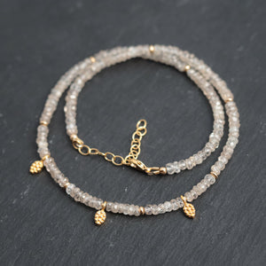 Stunning sparkly natural zircon necklace | AAA+ zircon necklace | beaded zircon jewelry | natural zircon beaded necklace for women