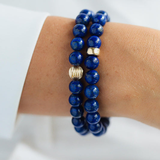 14K GOLD Lapis Lazuli 8mm, Genuine Lapis Lazuli Beaded Bracelet, [EBLM1107] 8mm Genuine Lapis Lazuli bracelet, gold lapis lazuli 8mm, lapis