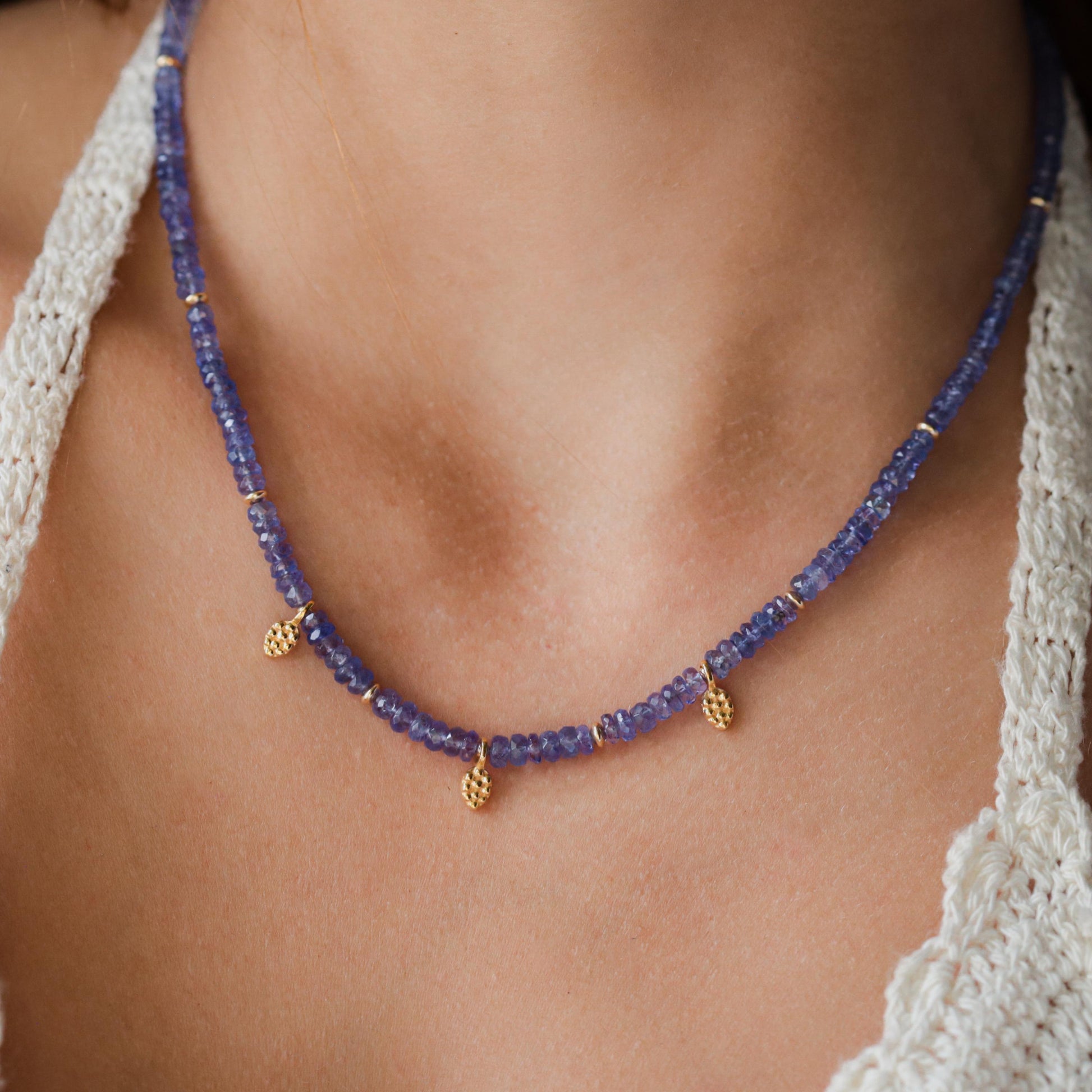 Genuine Tanzanite necklace, beaded tanzanite necklace, Violet Flame Energy, AAA tanzanite, Third Eye Chakra, Psychic Power, violet gemstone