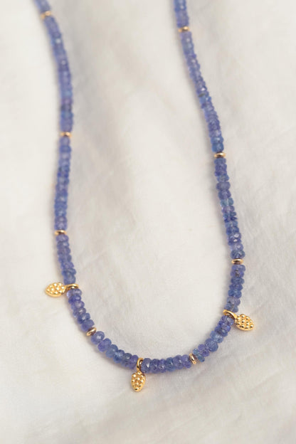 Genuine Tanzanite necklace, beaded tanzanite necklace, Violet Flame Energy, AAA tanzanite, Third Eye Chakra, Psychic Power, violet gemstone