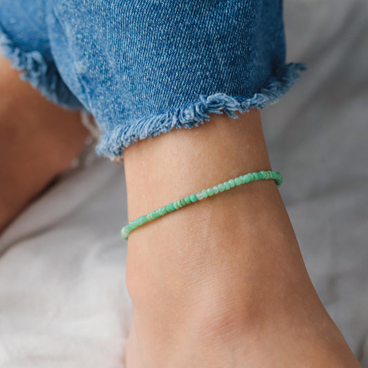 Ombre Chrysoprase anklet | Beaded Chrysoprase anklet | women's gemstone anklet [EACP1450] | delicate Chrysoprase | gold filled Chrysoprase
