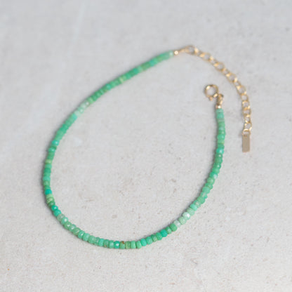 Ombre Chrysoprase anklet | Beaded Chrysoprase anklet | women's gemstone anklet [EACP1450] | delicate Chrysoprase | gold filled Chrysoprase