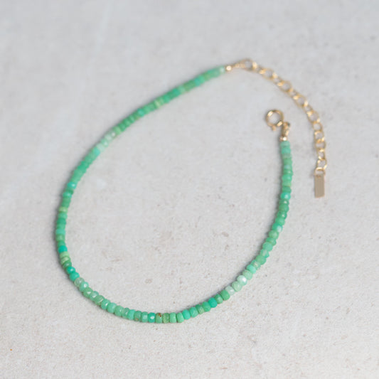 Ombre Chrysoprase anklet | Beaded Chrysoprase anklet | women's gemstone anklet [EACP1450] | delicate Chrysoprase | gold filled Chrysoprase