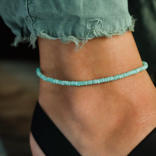 Amazonite anklet | Beaded Amazonite anklet bracelet, women's gemstone anklet [EAAP1445] | delicate gemstone anklet | gemstone anklet OOAK