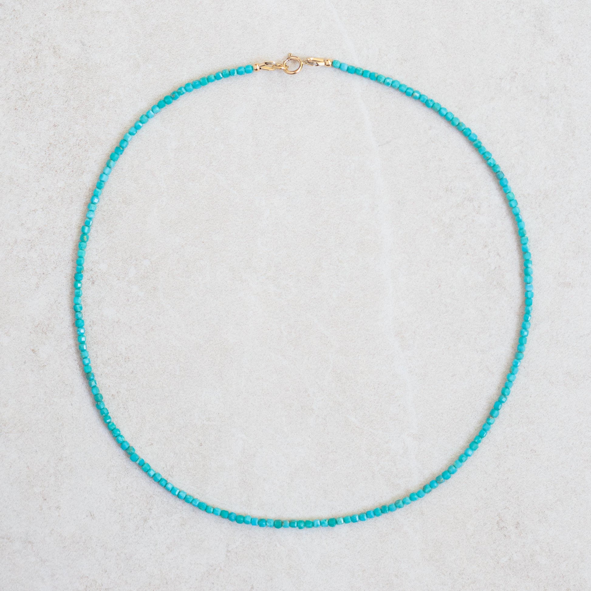 Genuine Turquoise beaded necklace | Natural authentic turquoise | women's turquoise jewelry | faceted turquoise | minimalist #0277