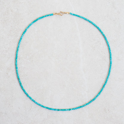 Genuine Turquoise beaded necklace | Natural authentic turquoise | women's turquoise jewelry | faceted turquoise | minimalist #0277