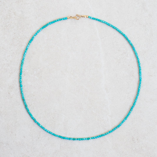 Genuine Turquoise beaded necklace | Natural authentic turquoise | women's turquoise jewelry | faceted turquoise | minimalist #0277