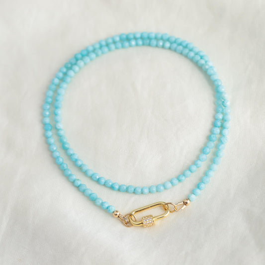 Stunning Larimar Beaded Necklace, AAAA+ larimar necklace, Necklaces for Women, Larimar Necklace. Beaded Necklace, Gemstone
