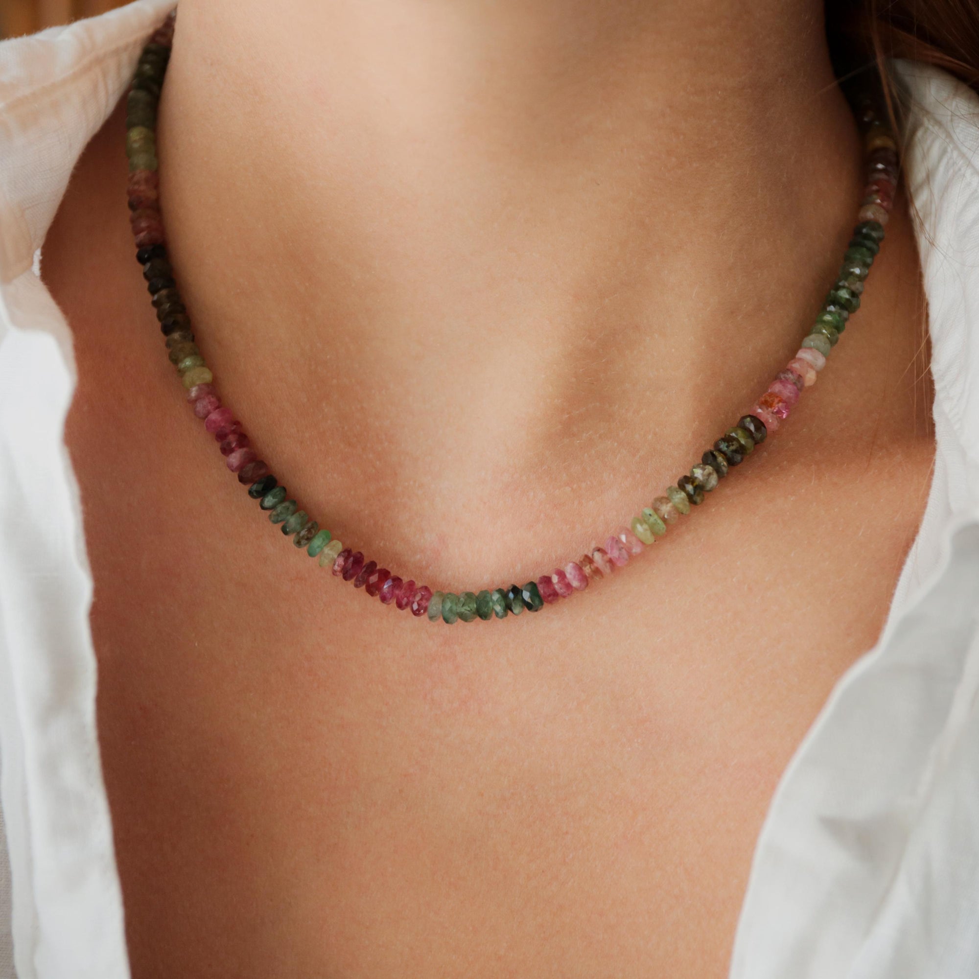 Watermelon tourmaline necklace