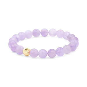 14K SOLID GOLD aaaa+ Lavender Amethyst | 8mm Amethyst bracelet | Purple amethyst beaded bracelet | gift for her, healing bracelet | February