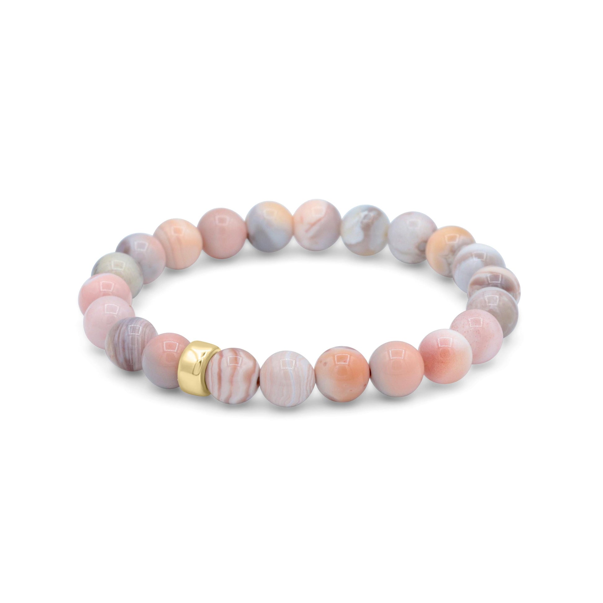 Grey and Pink Botswana Agate Bracelet Handmade 8mm Banded Pink Agate Beaded Gemstone Bracelet Stack Bracelet | Healing bracelet