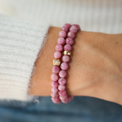 14K GOLD Rare pink Tourmaline Bracelet | Pink tourmaline beaded bracelet 6mm | Pink Tourmaline Jewelry | Tourmaline Bracelet