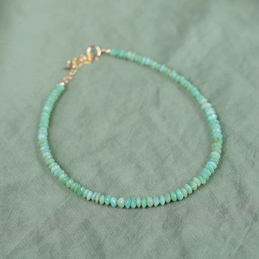 Peruvian Opal anklet | Beaded Peruvian opal anklet bracelet, women's gemstone anklet [EAPP1428_LE] | delicate opal anklet | gemstone anklet
